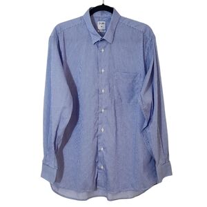 Gitman Bros Mens Blue and White Stripe Dress Shirt Size Large 16.5 34/35
